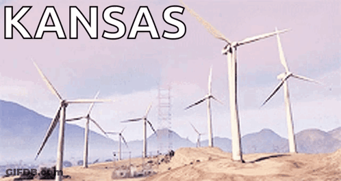 Windmills In A Field With Kansas GIF