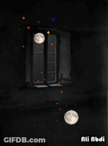 Window With Full Moon And Stars Ali Abdi GIF
