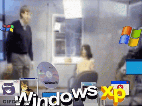 Windows XP On Screen With Icons GIF