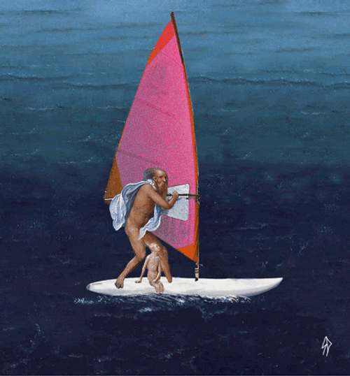 Windsurfing Man  Art GIF