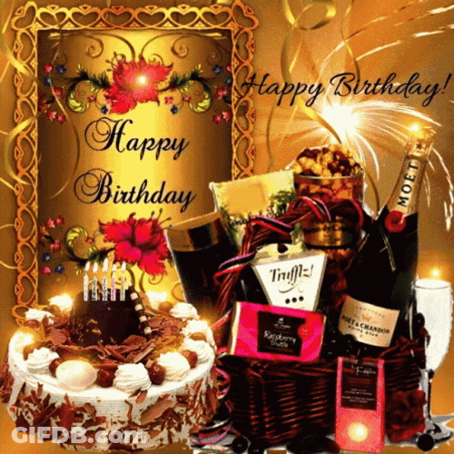 Wine And Cake Happy Birthday Husband GIF