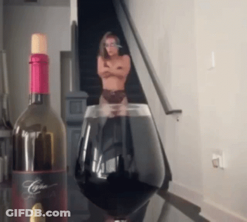 Wine Bottle And Glass With Woman GIF