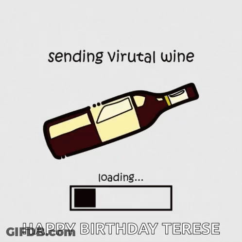 Wine Bottle On Birthday Card For Terese GIF