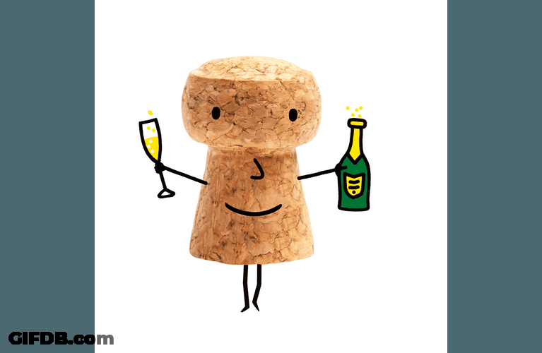 Wine Cork Cartoon Champagne Popping GIF