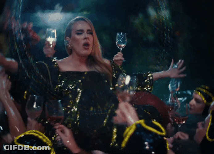 Wine Glasses Raised To Adele While Afloat GIF