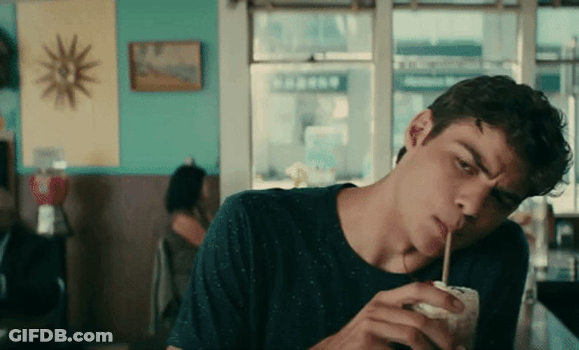 Wink Eyebrow Boy Sip Milkshake GIF
