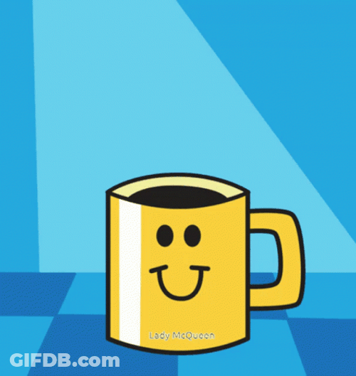 Winking Yellow Cup Animated Coffee Time GIF