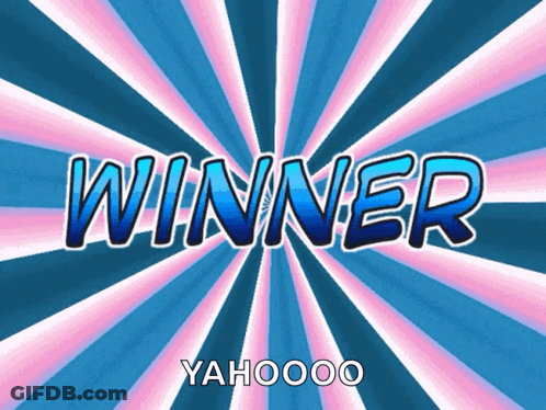 Winner Text On Blue Pink Background GIF