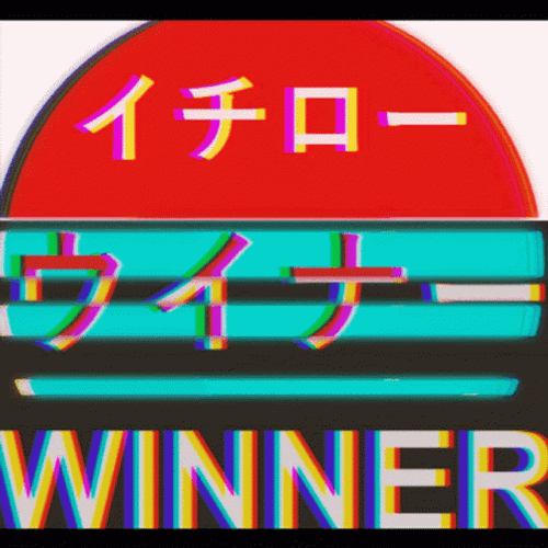 Winner With Japanese Glitching Fonts GIF