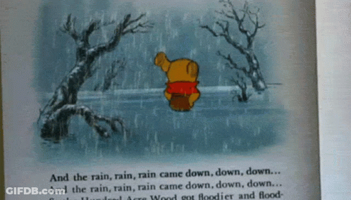 Winnie Pooh Book Open Rain Rain Rain Came Down Down Down GIF