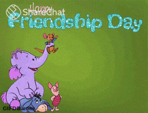 Winnie The Pooh And His Friends Celebrate Friendship Day With A Green Background GIF