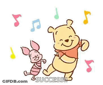 Winnie The Pooh And Piglet Are Dancing Together With Music Notes Behind Them . GIF