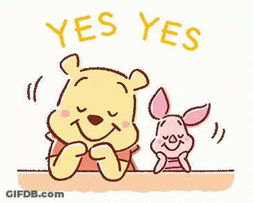 Winnie The Pooh And Piglet Are Sitting At A Table With Their Eyes Closed . GIF