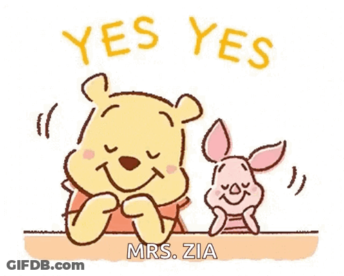 Winnie The Pooh And Piglet Are Sitting At A Table With Their Eyes Closed And Smiling . GIF