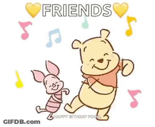 Winnie The Pooh And Piglet Dancing Birthday Card GIF