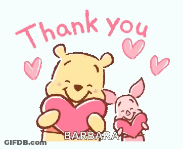 Winnie The Pooh And Piglet Holding Hearts Saying Thank You GIF
