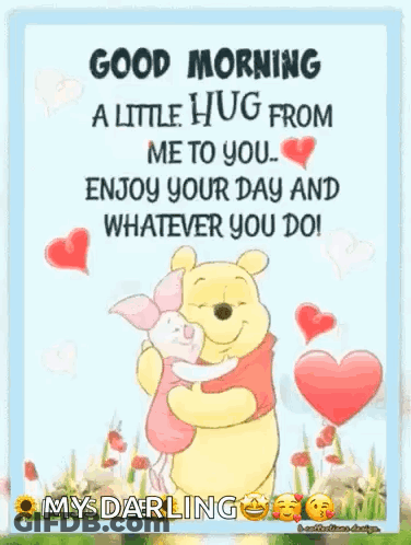Winnie The Pooh And Piglet Hugging Good Morning GIF