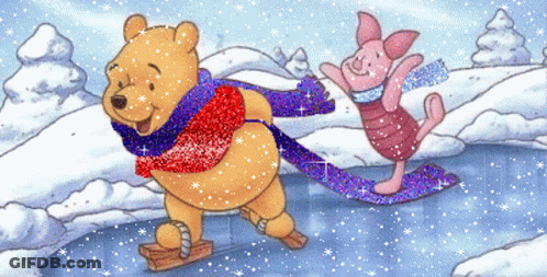 Winnie The Pooh And Piglet Ice Skating GIF