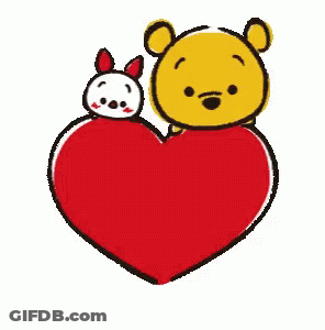 Winnie The Pooh And Piglet On Red Heart GIF