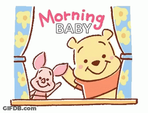 Winnie The Pooh And Piglet Standing In Window GIF