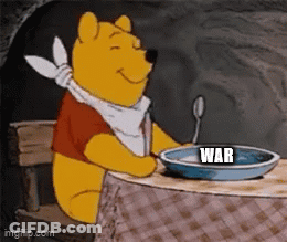 Winnie The Pooh At Table With Plate And War Spoon GIF