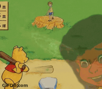 Winnie The Pooh Boy Standing On Stump GIF