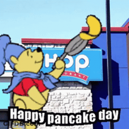 Winnie The Pooh Celebrating Pancake Day At Hop Restaurant GIF