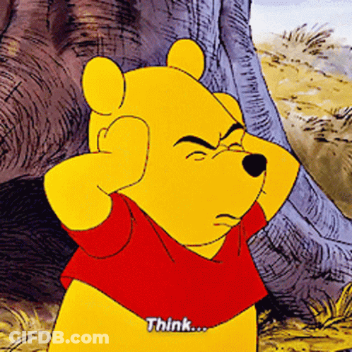 Winnie The Pooh Covering Ears Says Think GIF