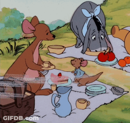 Winnie The Pooh Eeyore And Kangaroo Picnic GIF