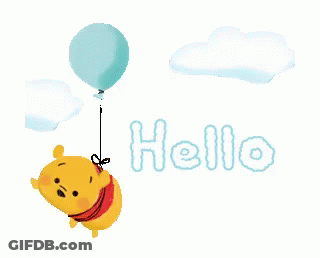 Winnie The Pooh Flying With Hello Balloon GIF