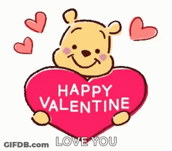 Winnie The Pooh Happy Valentine Day Greet GIF