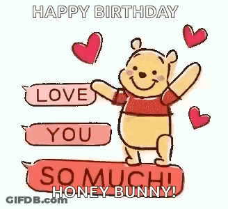 Winnie The Pooh Holding Happy Birthday Honey Bunny Sign GIF