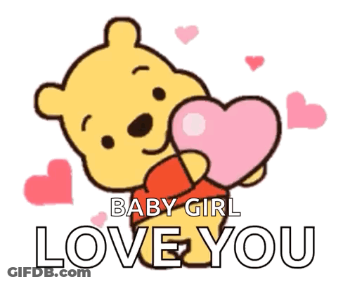 Winnie The Pooh Holding Heart Baby Girl Love You GIF