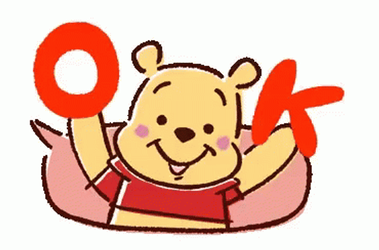 Winnie The Pooh Holding Okay Text GIF