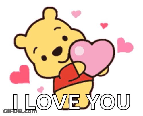 Winnie The Pooh Holding Pink Heart I Love You GIF