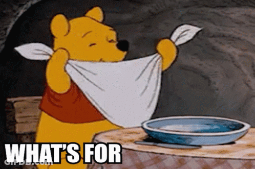 Winnie The Pooh Holding Towel Saying What's For GIF