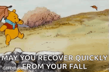 Winnie The Pooh Holding Umbrella And Leaf GIF