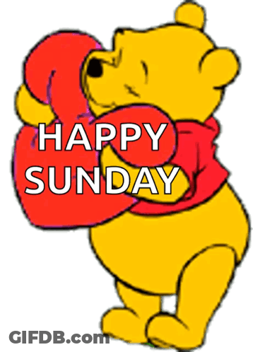 Winnie The Pooh Hugging Heart Saying Happy Sunday GIF