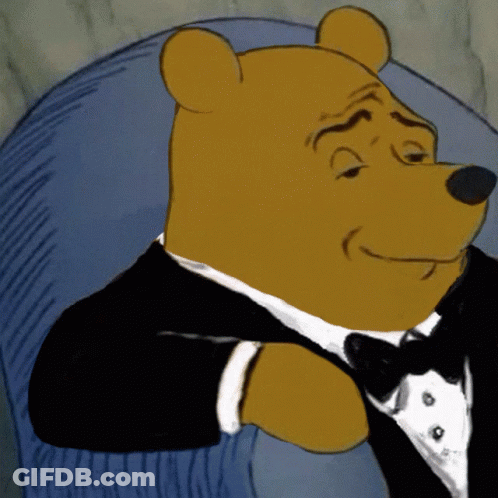 Winnie The Pooh In Tuxedo Sitting GIF