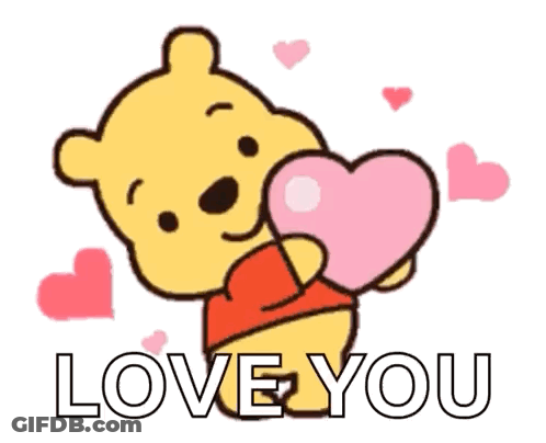 Winnie The Pooh Is Holding A Pink Heart In His Hands And Saying I Love You GIF