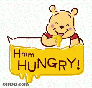 Winnie The Pooh Is Holding A Sign That Says Hmm Hungry . GIF