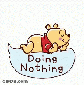 Winnie The Pooh Is Laying On A Cloud With The Words `` Doing Nothing '' Written On It . GIF