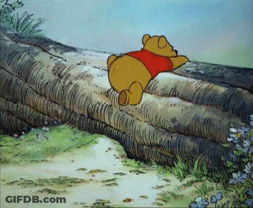 Winnie The Pooh Laying On Tree Trunk GIF