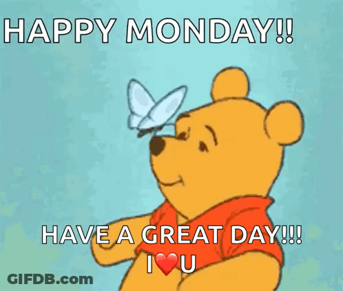 Winnie The Pooh Looking At Butterfly Happy Monday GIF