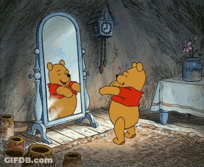 Winnie The Pooh Looking At Reflection In Mirror GIF