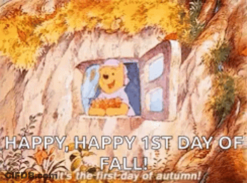 Winnie The Pooh Looking Out Window Happy 1St Day Of Fall GIF