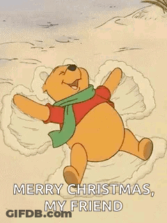 Winnie The Pooh Making A Snow Angel On Beach GIF