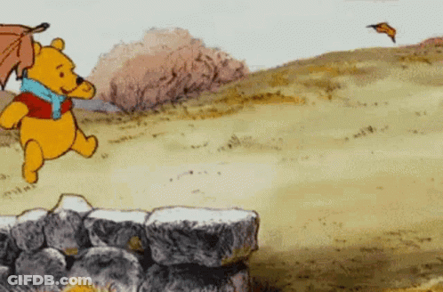 Winnie The Pooh Running With Umbrella GIF