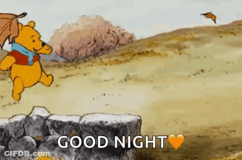 Winnie The Pooh Running With Umbrella In Wind GIF