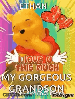 Winnie The Pooh Saying I Love You This Much My Gorgeous Grandson GIF